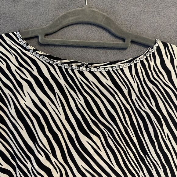 VTG Diane Gilman 100% Silk Blouse Size 2X Animal Print Zebra Top Arsty Career - Picture 3 of 10